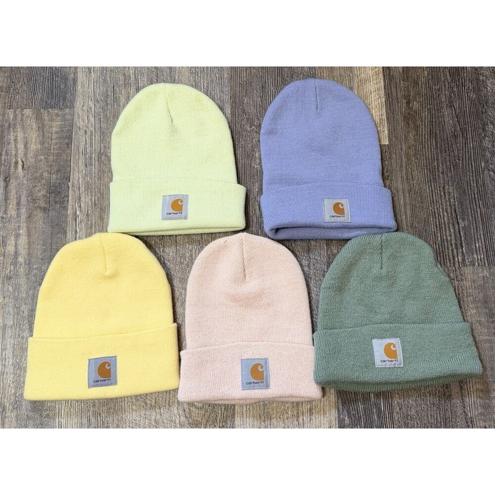 Carhartt A18 Acrylic Cuffed Beanie Hat Lot of 5 Pastel One Size Pink Green